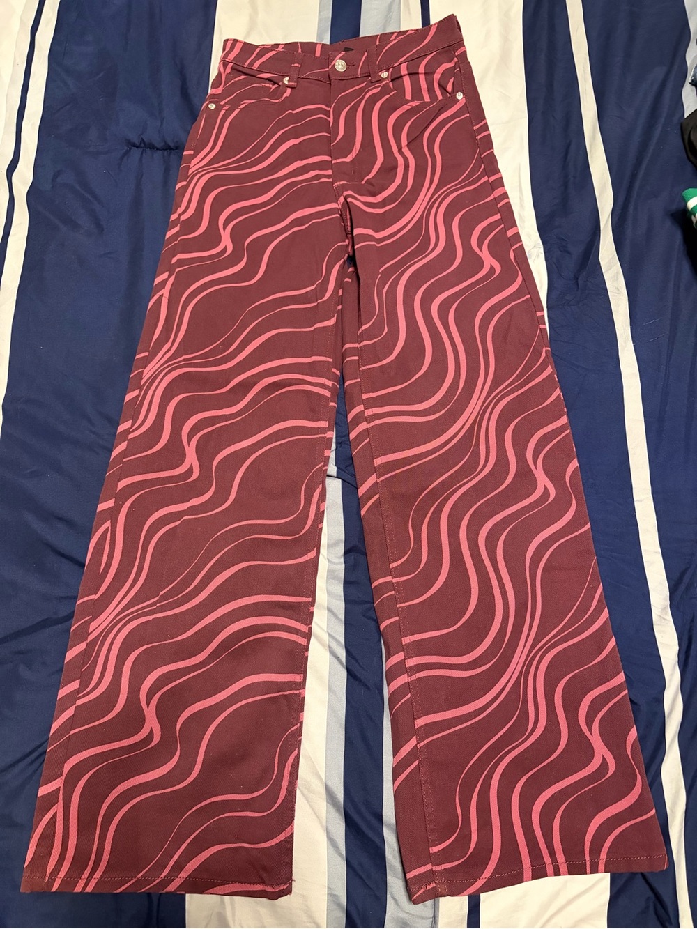H&M Pink & Burgundy Wide Leg Pants